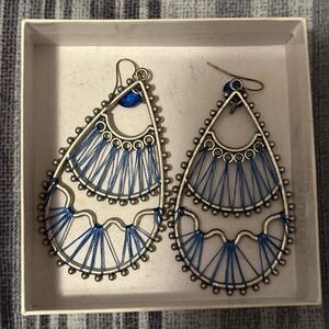 Bohemian Blue and Silver Dangle Earrings